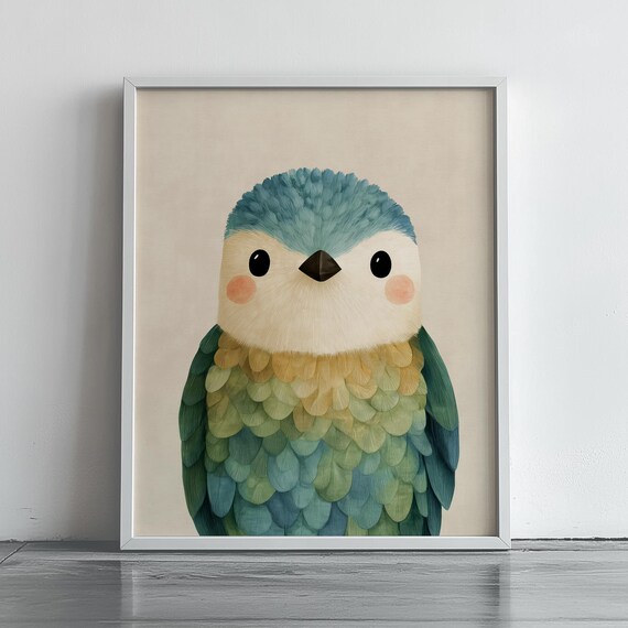 Baby Bee-Eater Portrait Colorful Nursery Bird Kids Room Wall Art
