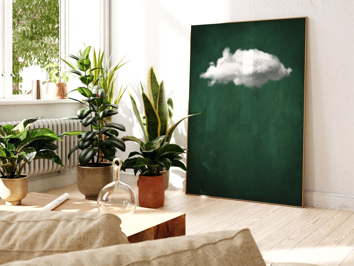Emerald Green Cloud Abstract Art Print, Minimalist - Image 2