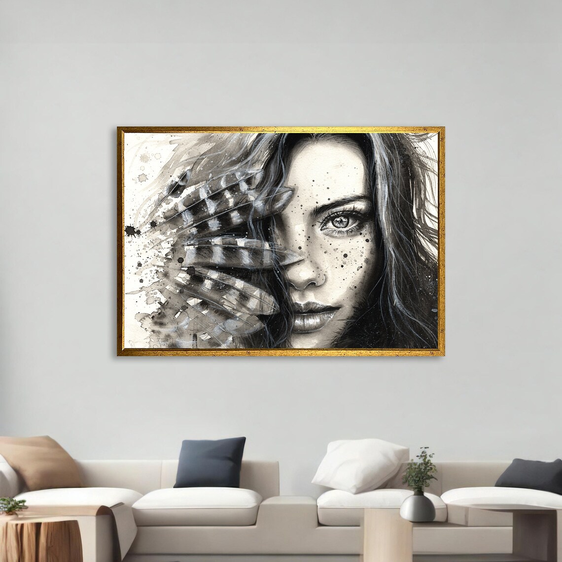 Abstract Portrait, Monochrome Female Face Painting - Image 2