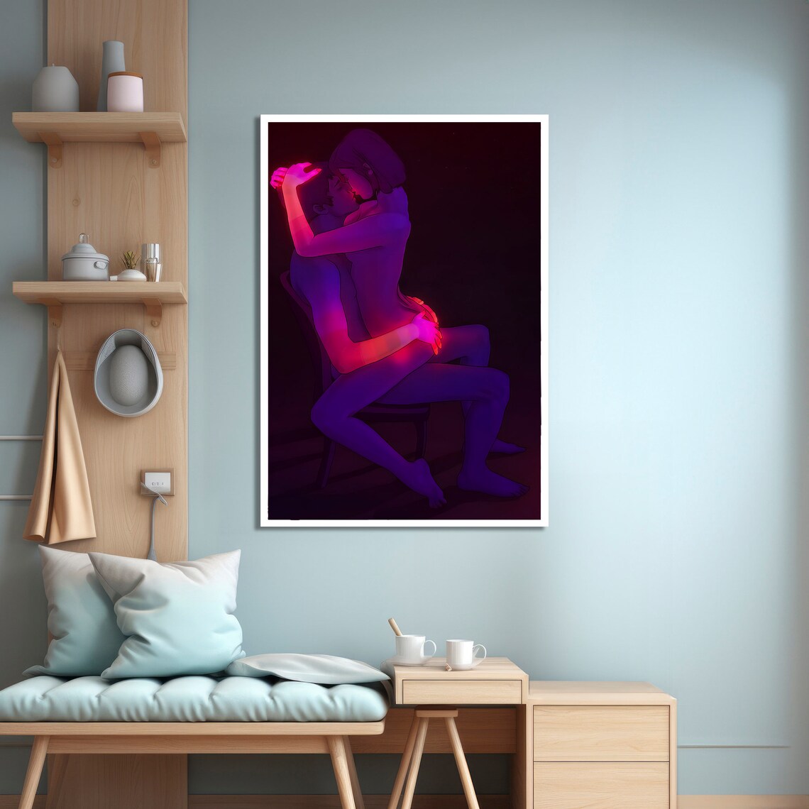 Intense Erotic Embrace, Minimalist Style Art Print - Image 4