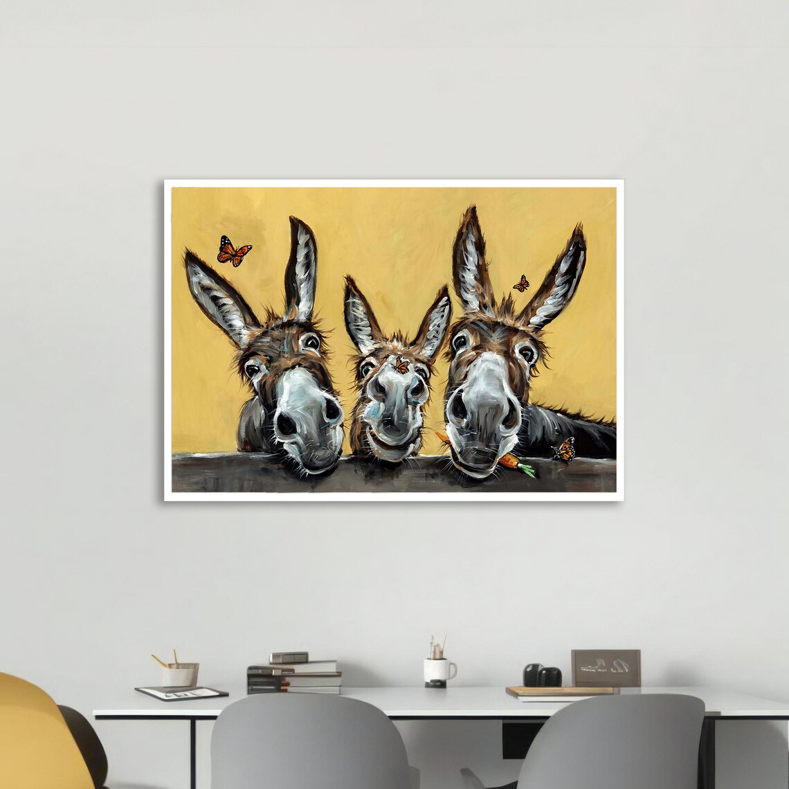 Whimsical Donkey Trio, Humorous Kids Room Art - Image 5