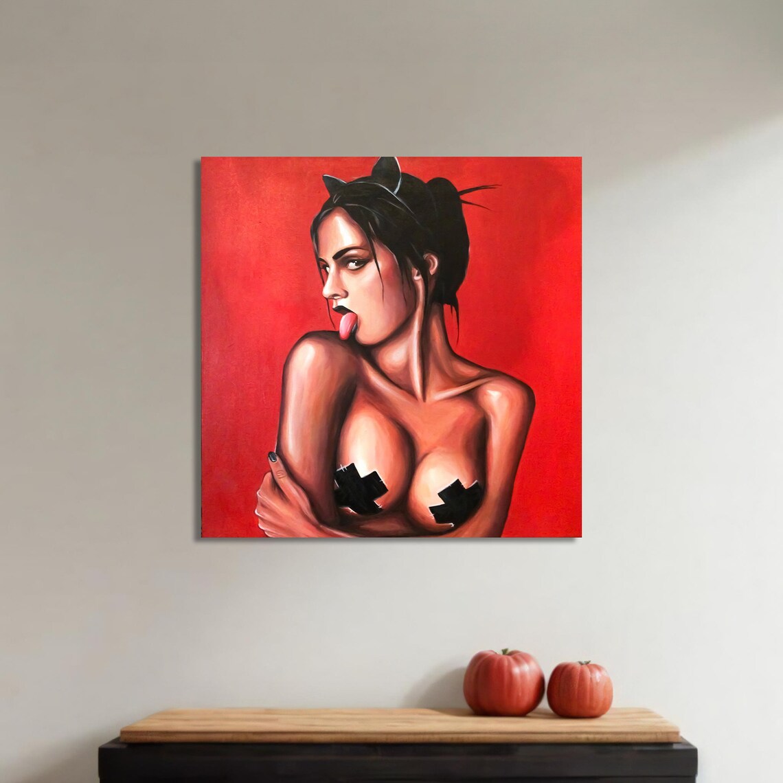 Sensual Woman With Cat Ears, Modern Art Print - Image 4