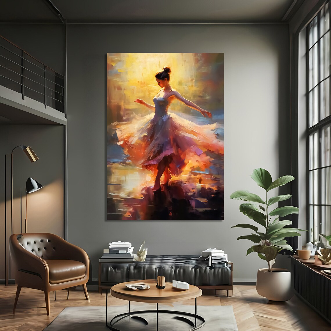 Elegant Ballerina, Modern Ballet Dance Painting - Image 3