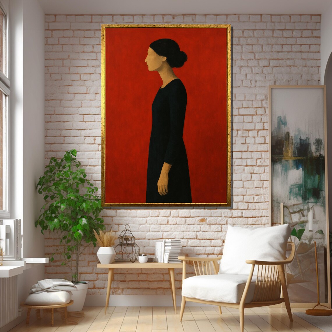 Minimal Woman In Black Dress, Art Print - Image 5