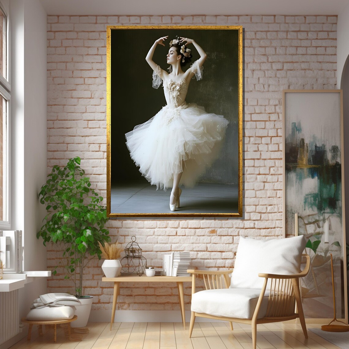 Graceful Ballet Dancer, Floral Dress Art Print - Image 5