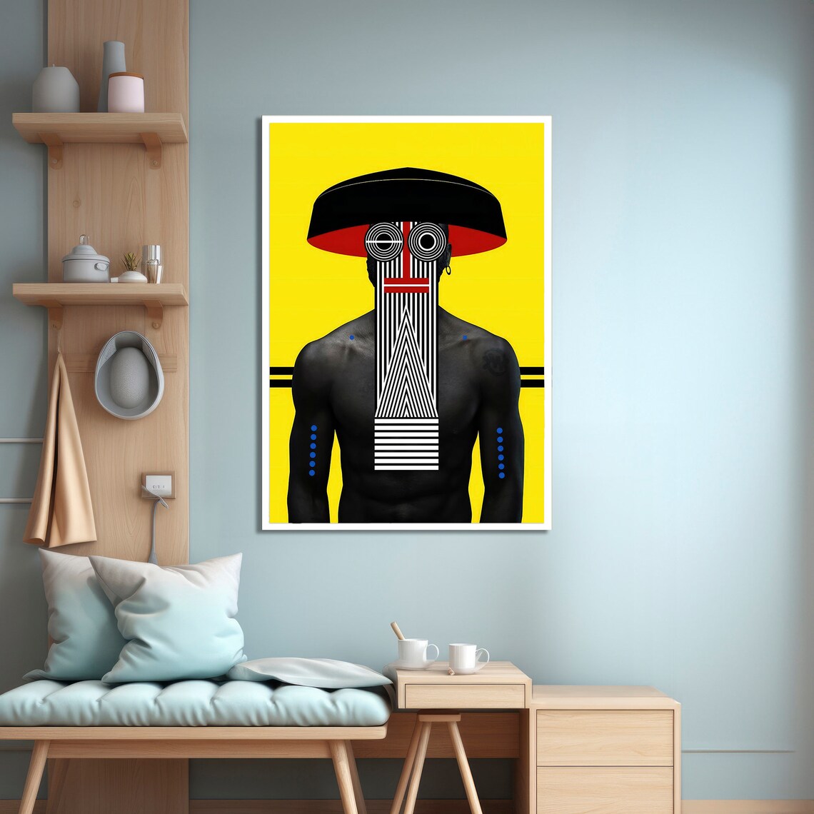 Bold Ethnic Abstract Painting, Tribal Design - Image 4
