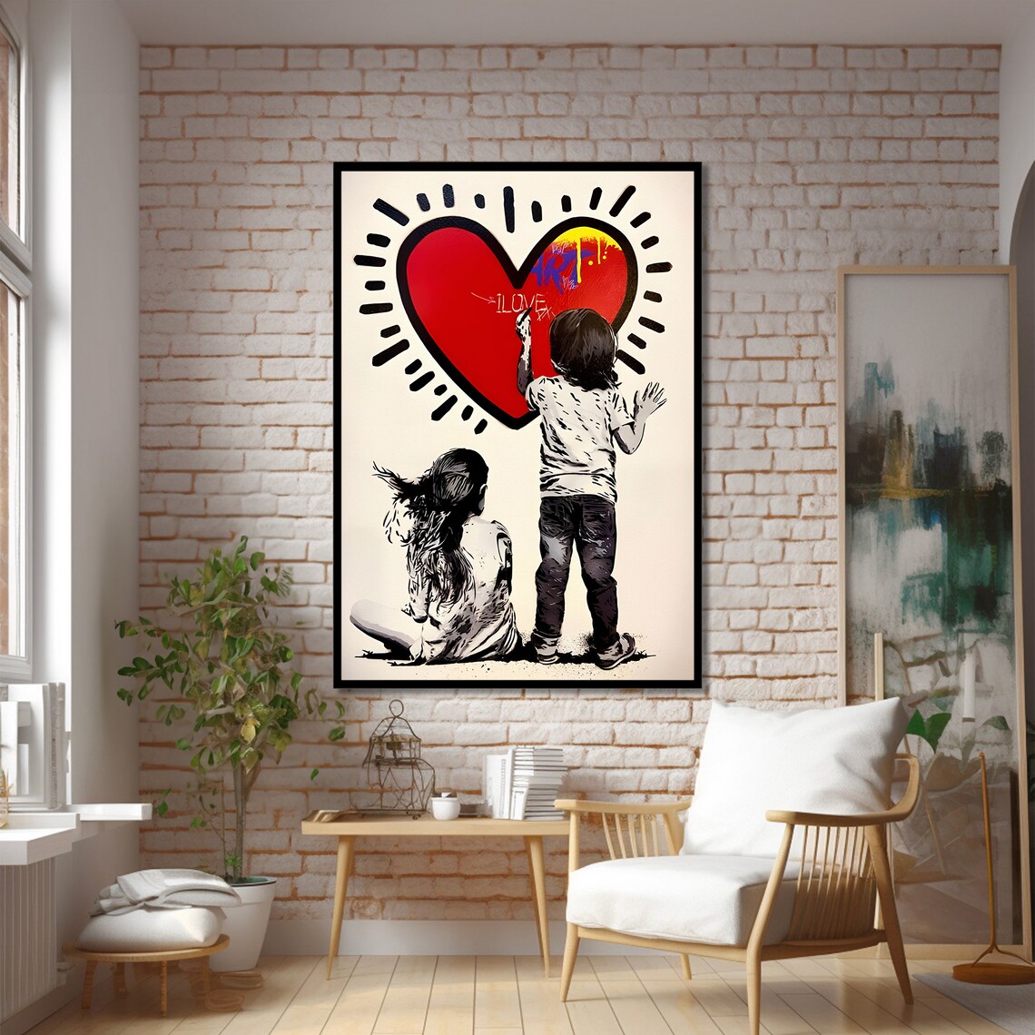 Children Drawing Love Heart Graffiti, Pop Art - Image 2