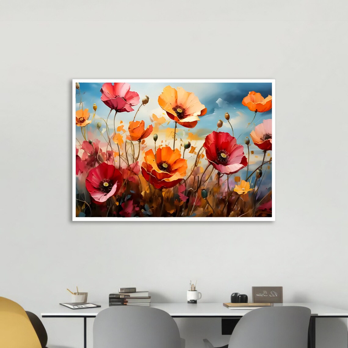 Poppy Field Art Print, Vibrant Floral Painting - Image 3