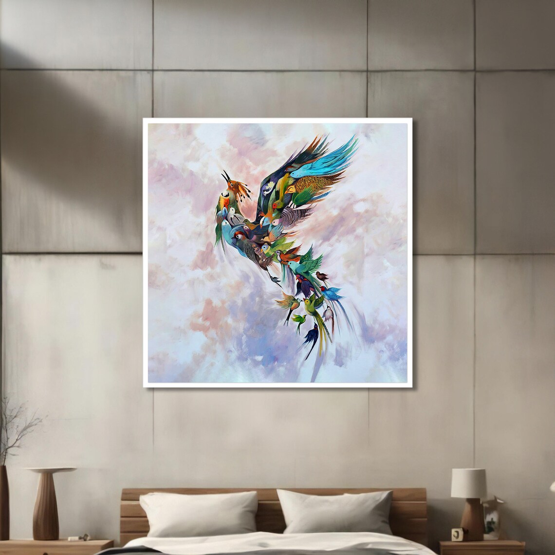 Vibrant Bird Composition, Artistic Home Decor - Image 3