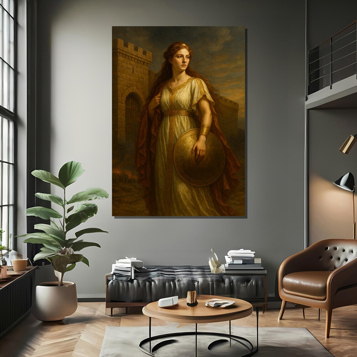 Heroic Woman By Castle Gate Art Print - Image 2
