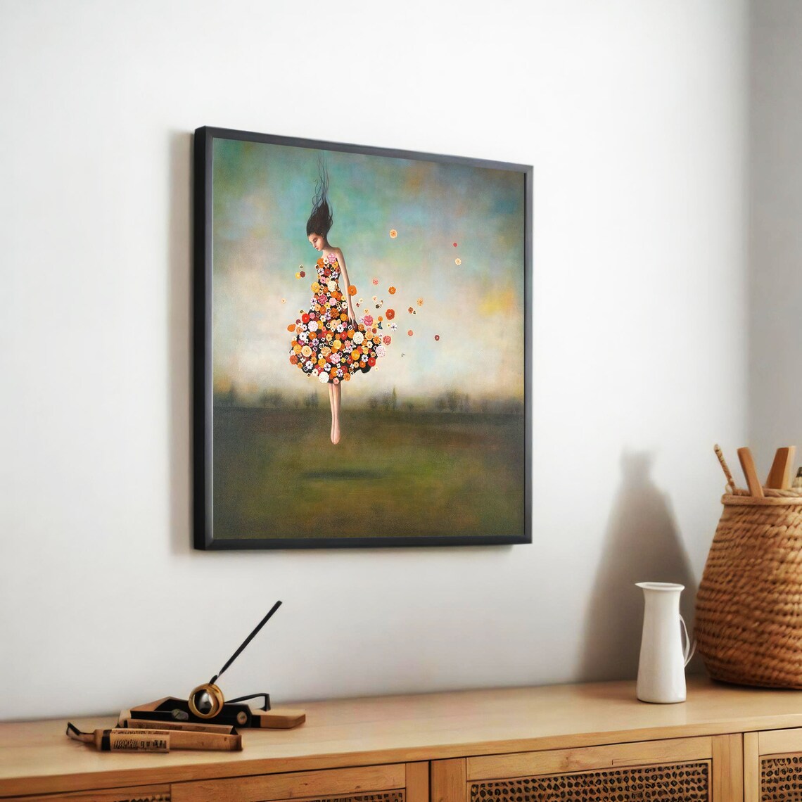 Whimsical Girl In Flower Dress, Surreal Art - Image 5