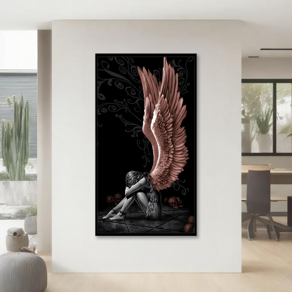 Dark Angel Painting, Gothic Emotional Art Print - Image 4