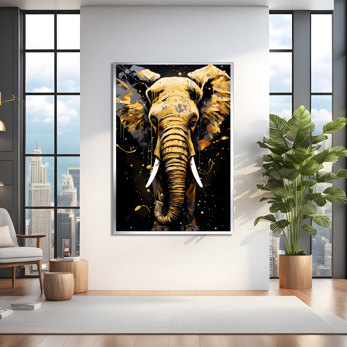 Bold Elephant Abstract Animal Painting - Image 2