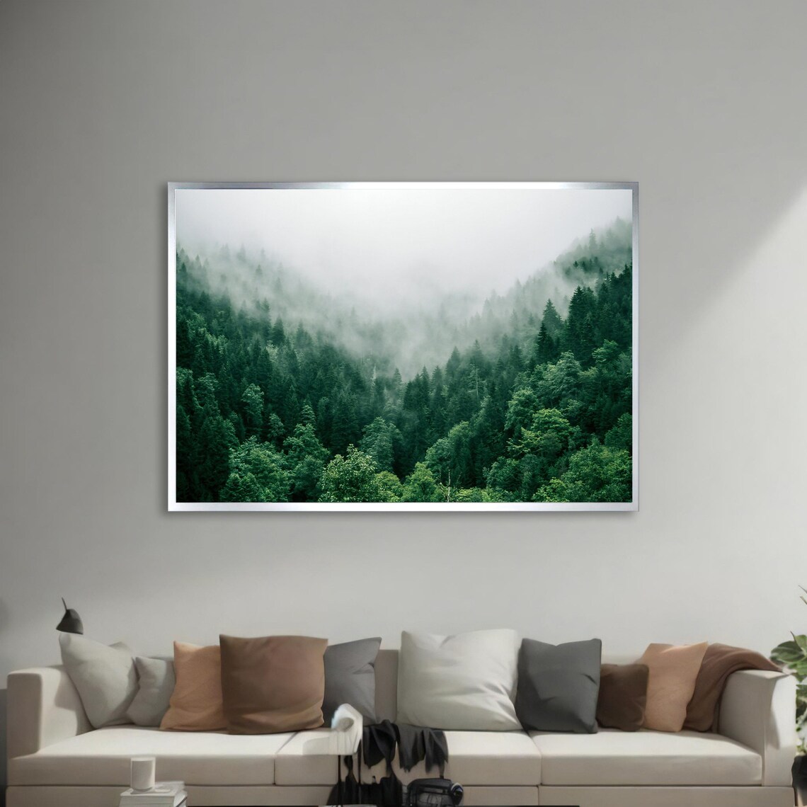 Serene Misty Forest Art Print, Modern Landscape - Image 2