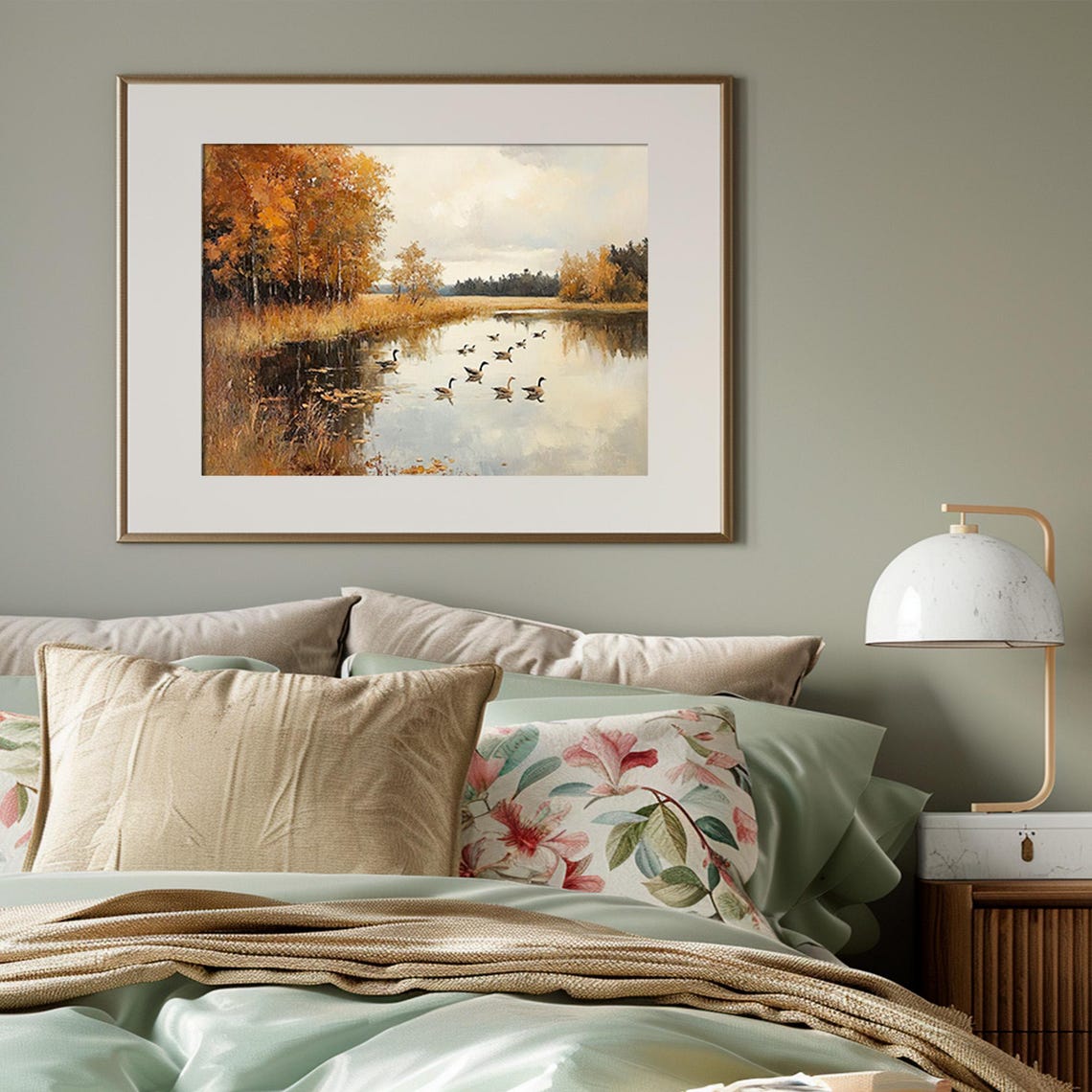 Canada Geese on Autumn Lake Golden Trees Vintage Wildlife Poster - Image 3