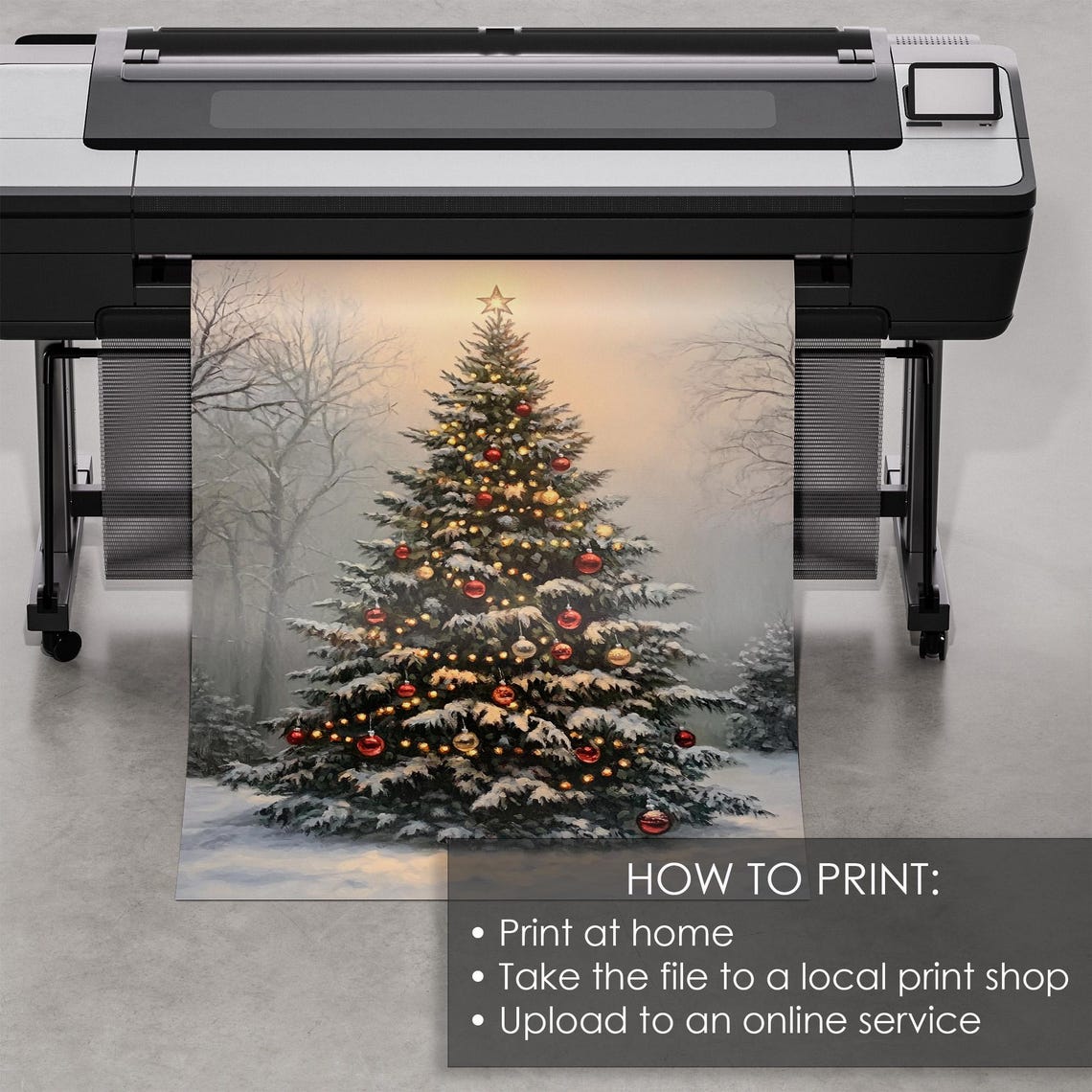Snowy Christmas Tree With Red Ornaments And Glowing Lights Poster - Image 5