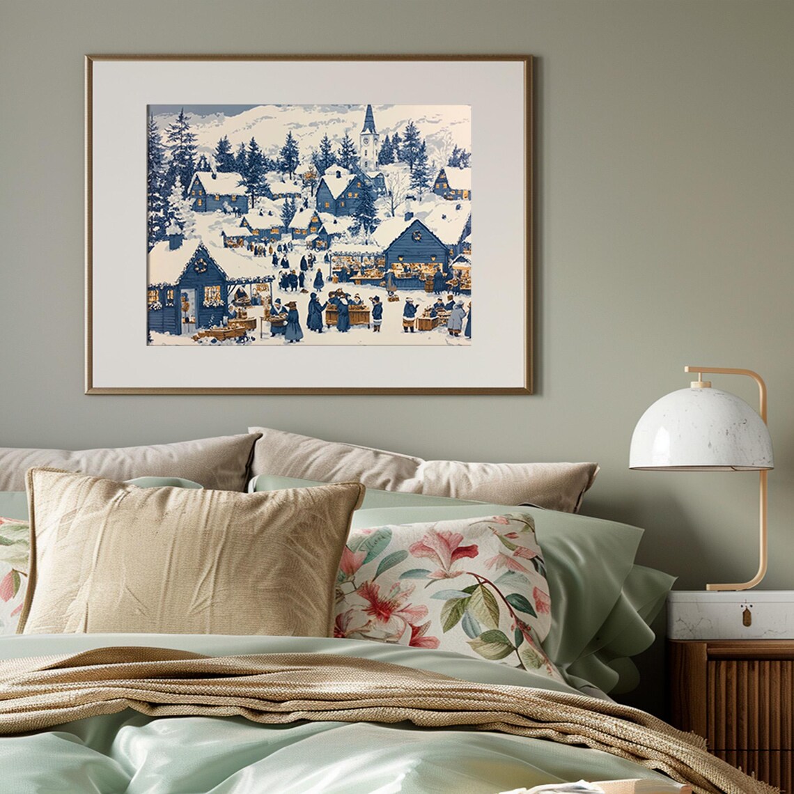 Santas Lapland Christmas Village Market Blue Snowy Scene Poster - Image 4
