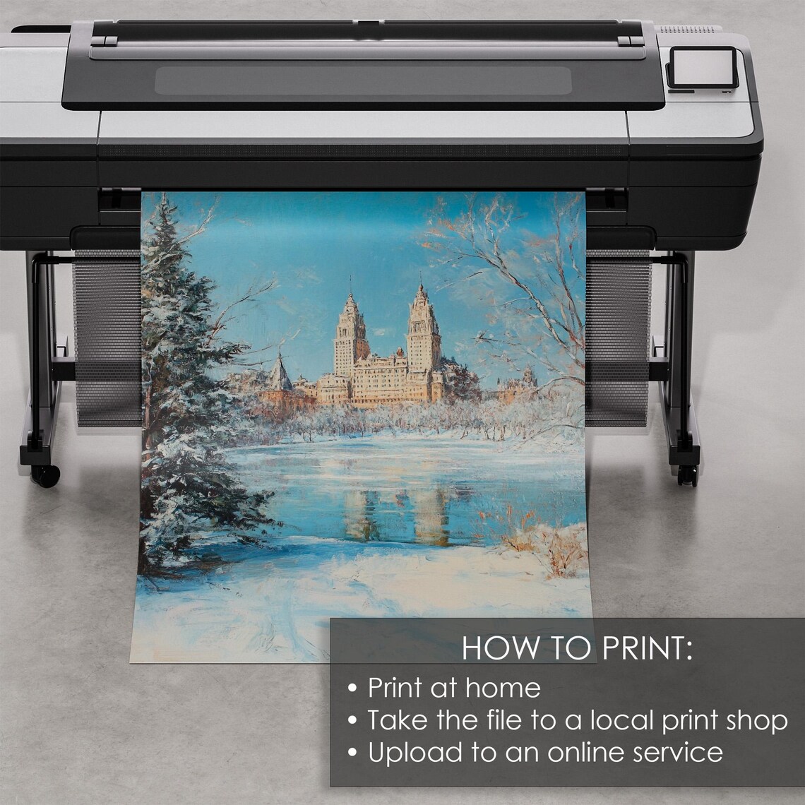 Frozen Lake Grand Twin Tower Building Winter City Skyline Poster - Image 5