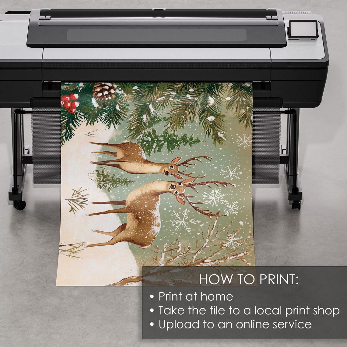 Deer Couple Snowy Forest Vintage Christmas Winter Woodland Poster - Image 5