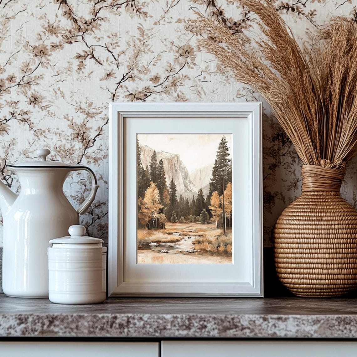 Yosemite Valley Pines Granite Cliff Stream Autumn Landscape Poster - Image 4