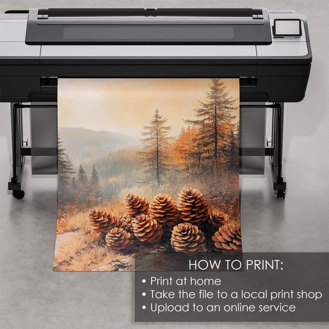 Pinecones Before a Golden Mountain Forest Vintage Autumn Art Poster - Image 5