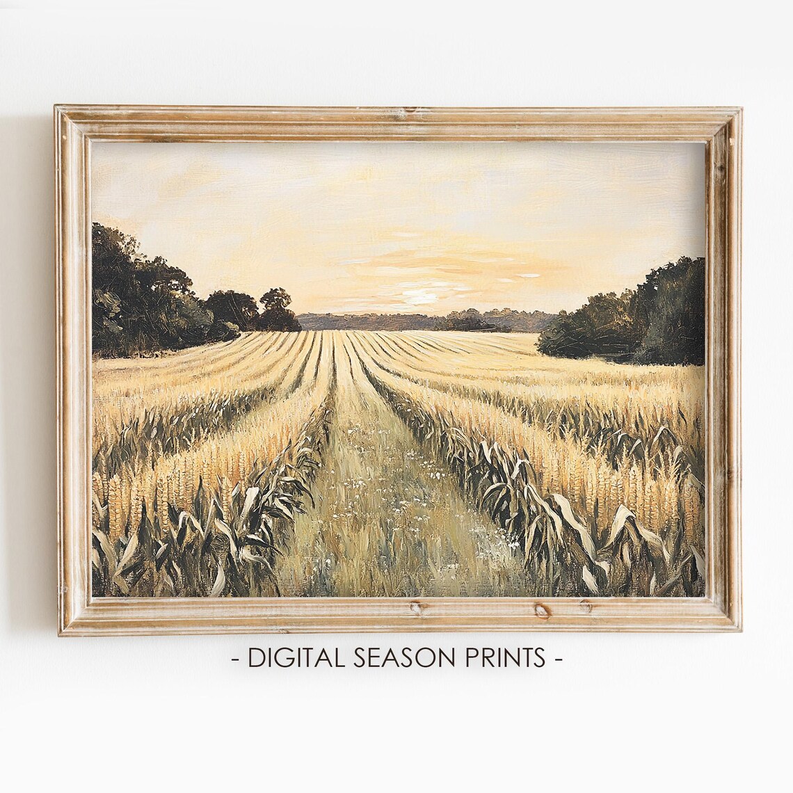 Golden Cornfield Sunset Country Farm Autumn Field Landscape Poster