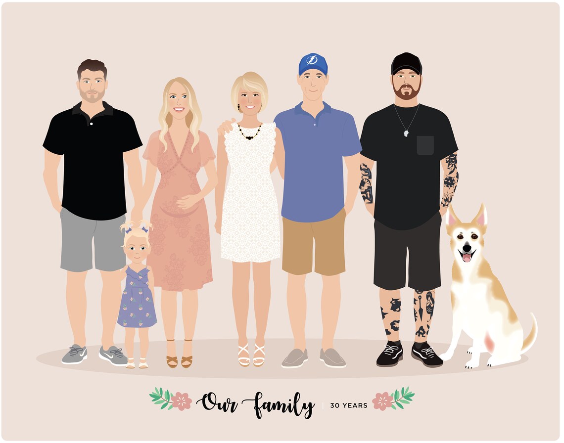Custom Family Portrait, Hand Drawn Illustration - Image 5