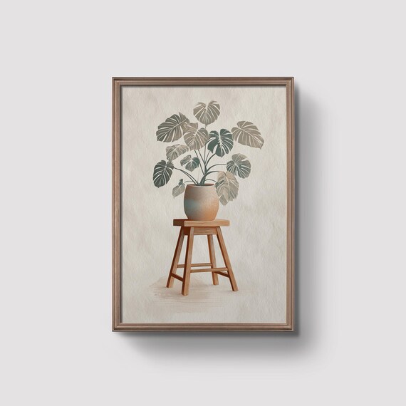 Monstera Plant Print Boho Home Decor Art Modern Botanical Poster Scandinavian Style Wall Lover Prints