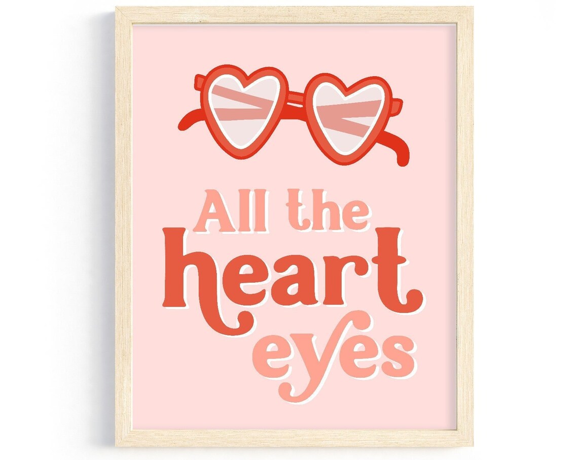 Heart Eyes Retro Print, Valentine Wall Art
