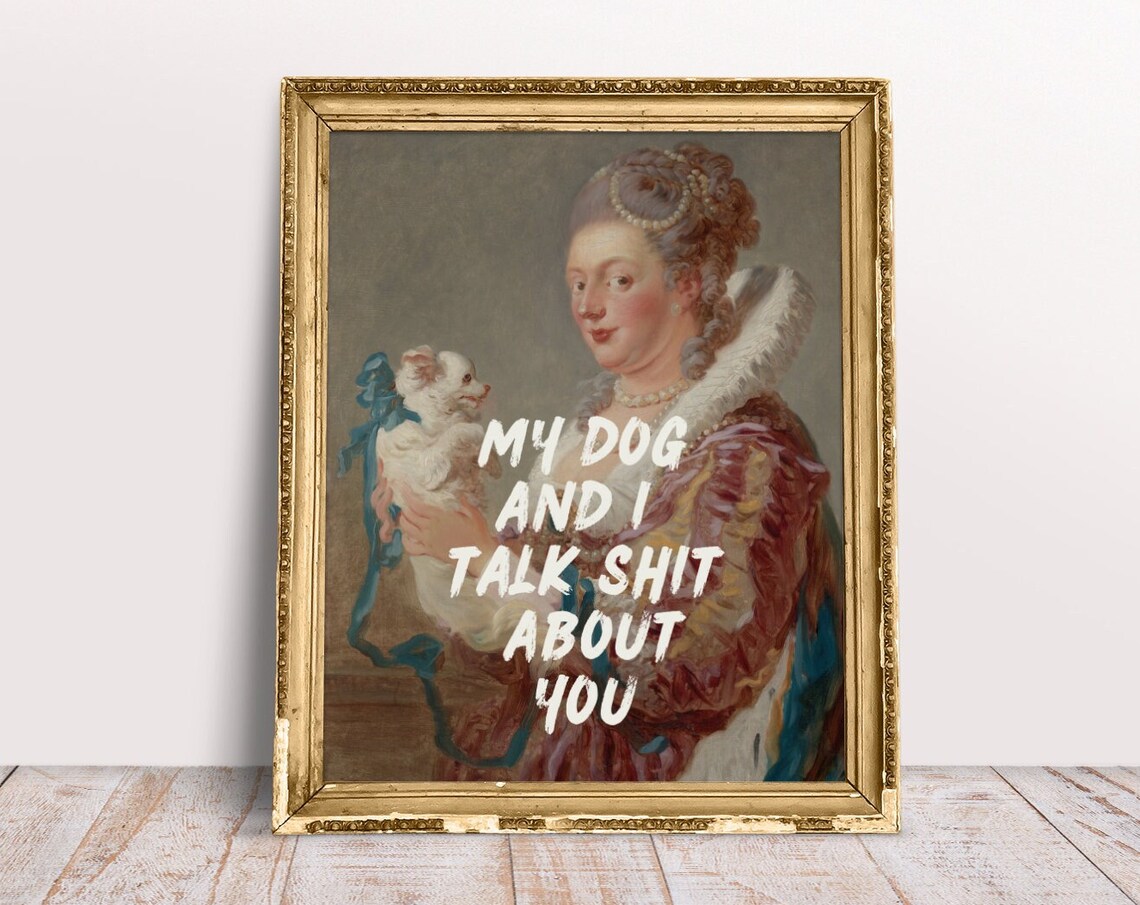 Funny Vintage Dog Lover Renaissance Portrait Art Print