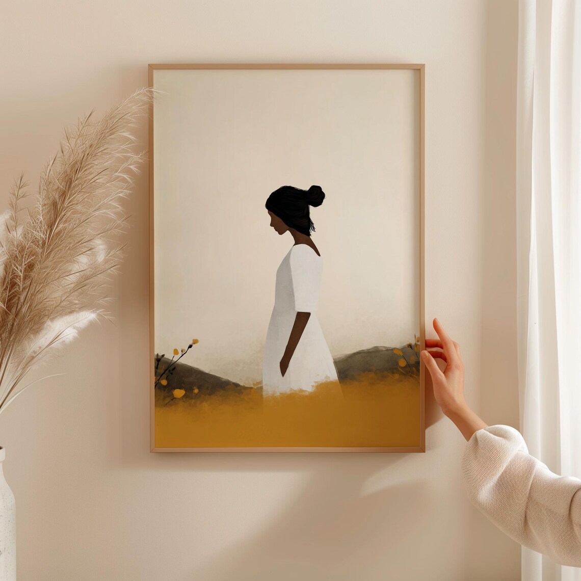 Black Woman Wall Art, Afrocentric Minimalist Poster