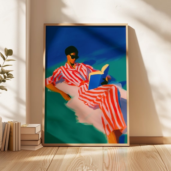 Bookish Afrocentric Black Woman Reading, Literary Poster