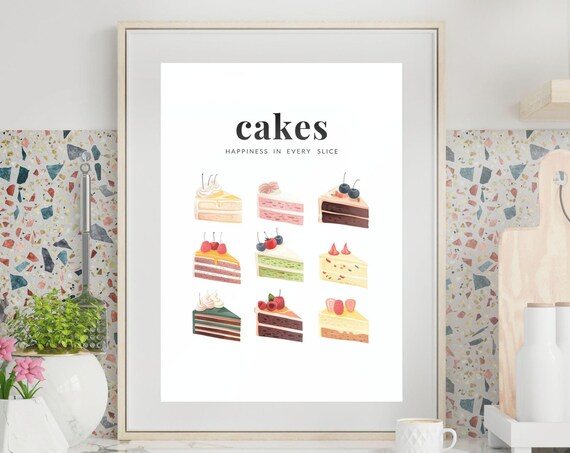 Trendy Cake Print Dessert Wall Art Afternoon Tea Print Cake Wall Art Modern Kitchen Wall Decor Cake Art Poster
