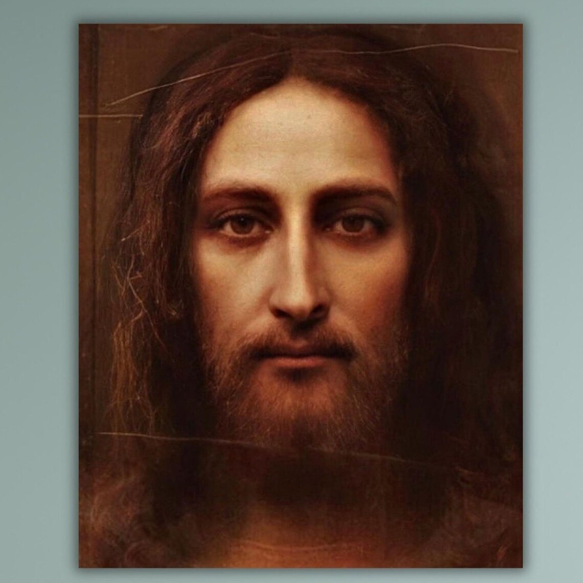 Jesus Christ Sacred Face Portrait Divine Light Religious Art Poster