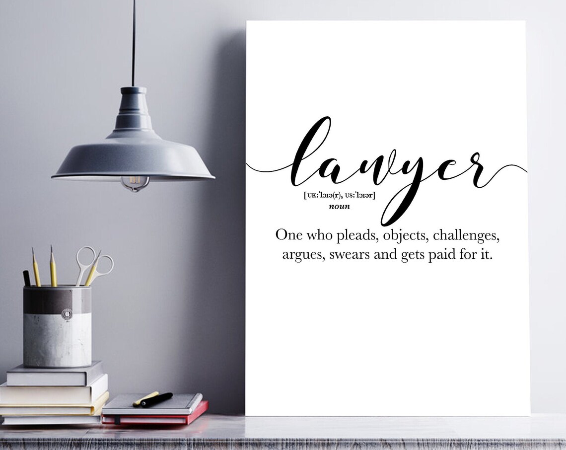 Lawyer Definition Print, Typography Wall Art Poster