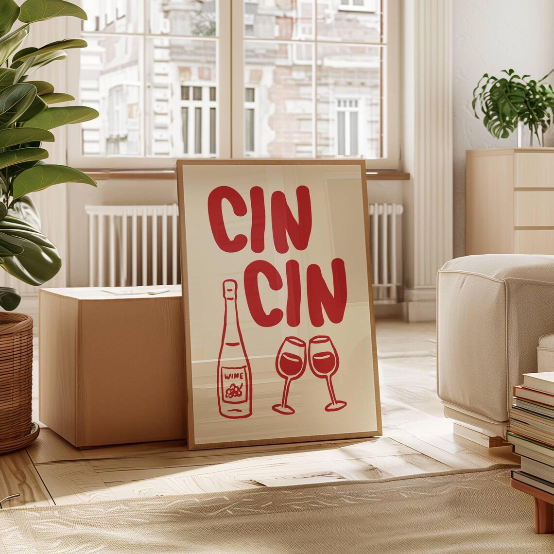 Wine Cin Cin Print Alcohol Poster Print Retro Bar Cart Wall Art Art Decor Drinks Poster Cute Kitchen Decor - Image 3