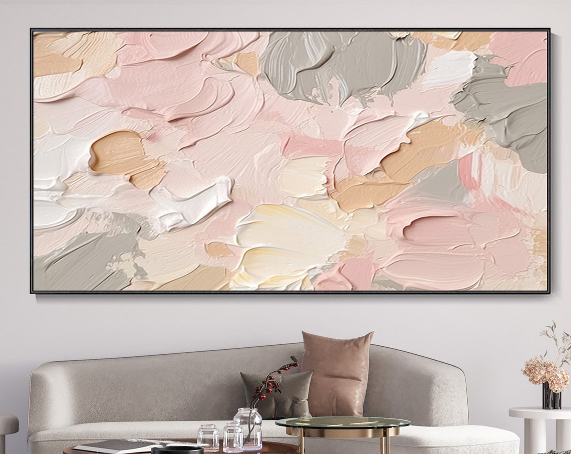 Blush Pink Cream Beige Swirled Impasto Neutral Abstract Poster