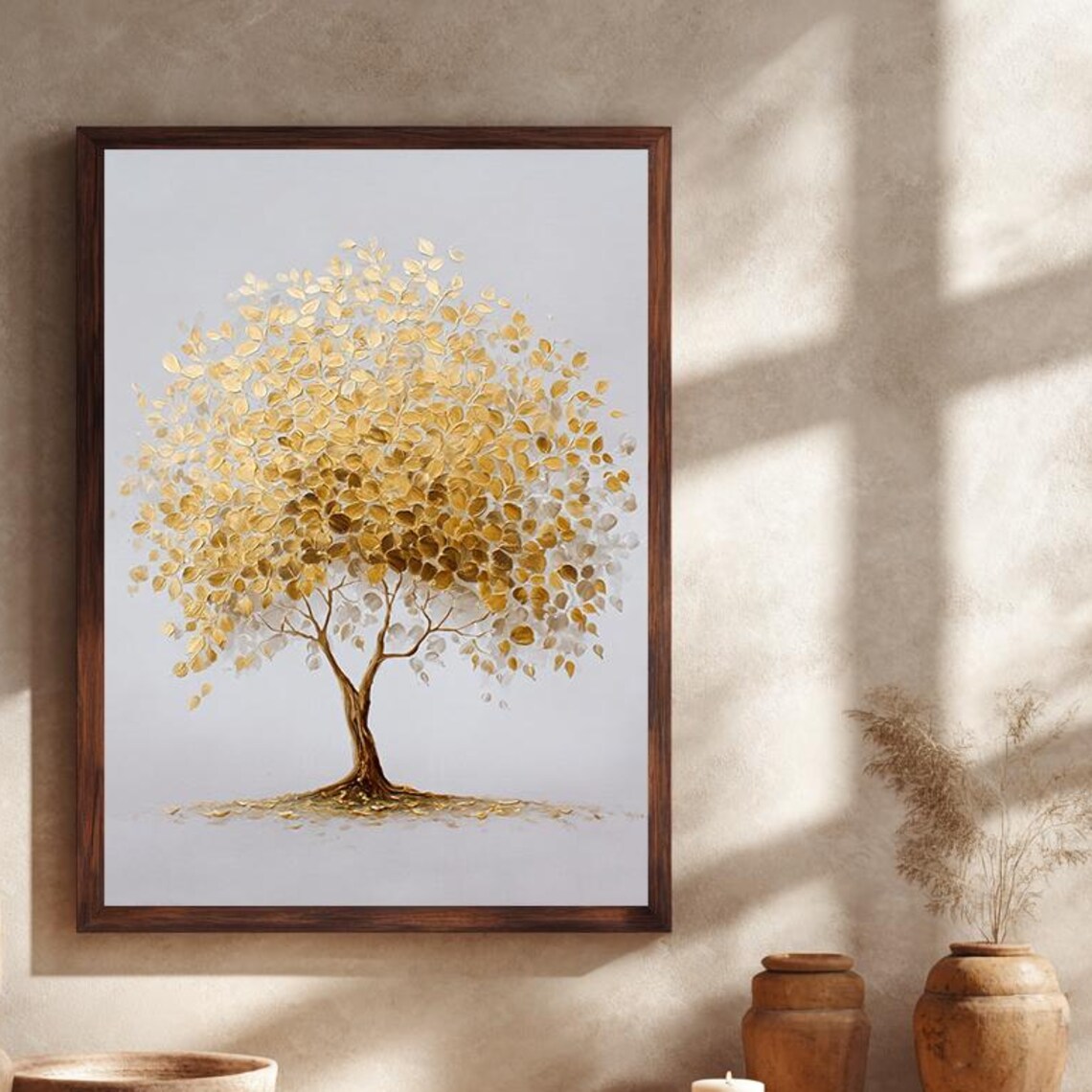 Gold Tree of Life Textured Gold Leaf Minimalist Modern Art Poster