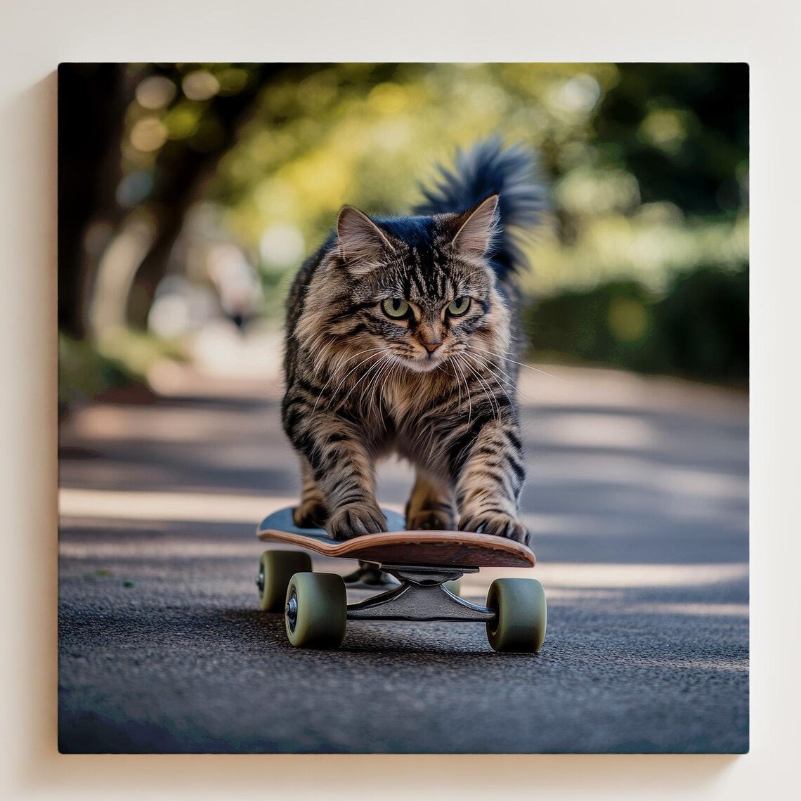 Cat Wall Art, Funny Skateboarding Cat Poster