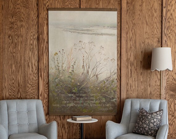 Jeremiah 29:11 Plans to Prosper You Over a Misty Wildflower Scene Poster