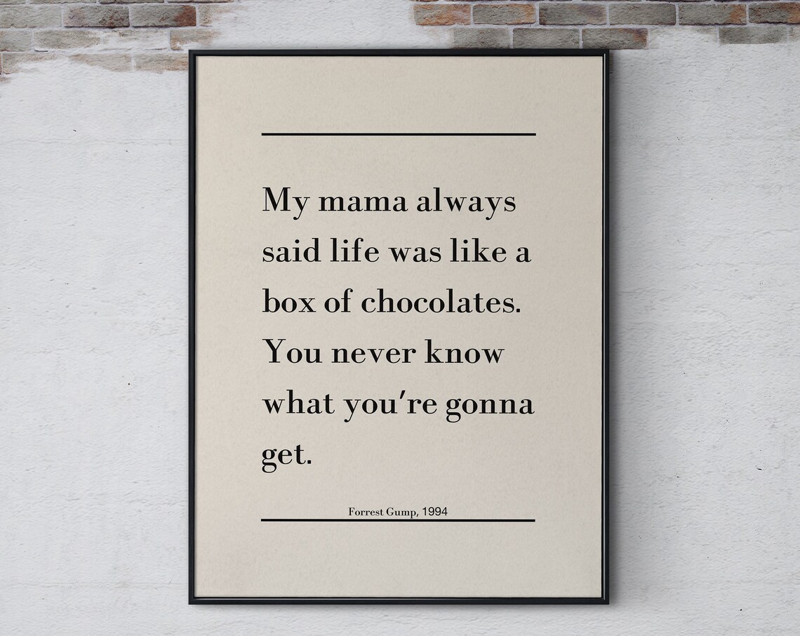 Life Is Like A Box Of Chocolates Forrest Gump Famous Movie Quote Poster