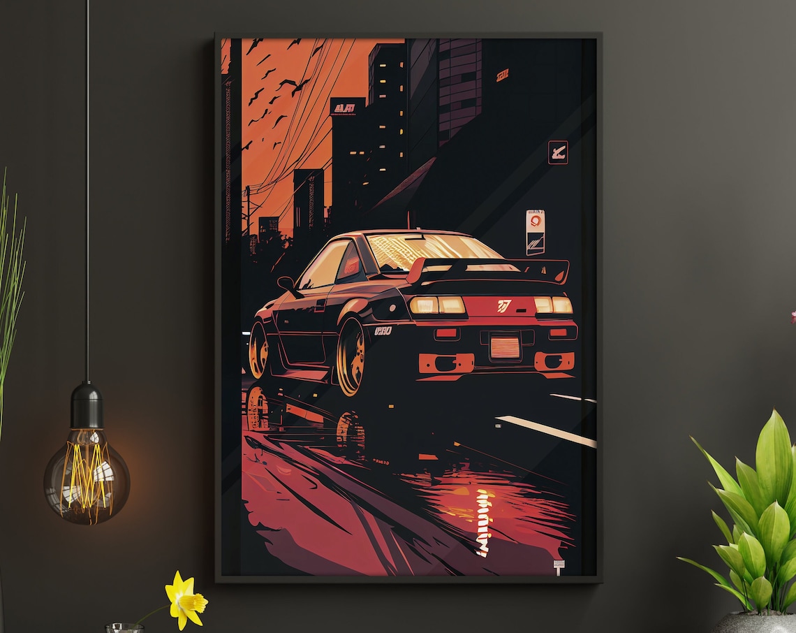 Jdm Car Poster Japanese Car Print Tokyo Street Racing Wall Art Jdm Illustration Aesthetic Car Poster Car Room Decor Print