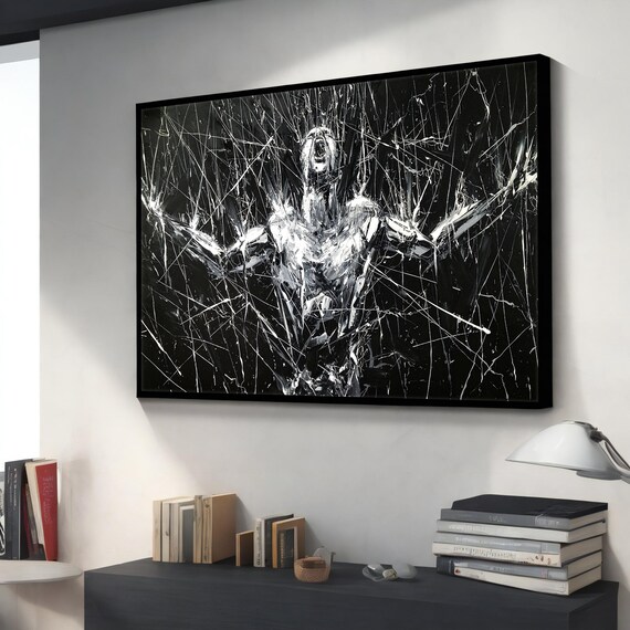 Portrait Of A Shouting Person Canvas Abstract Human Artwork Modern Wall Decor For Contemporary Spaces Unique Housewarming Gift