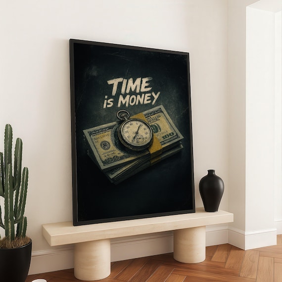 Time Is Money Vintage Pocket Watch Financial Motivational Quote Poster