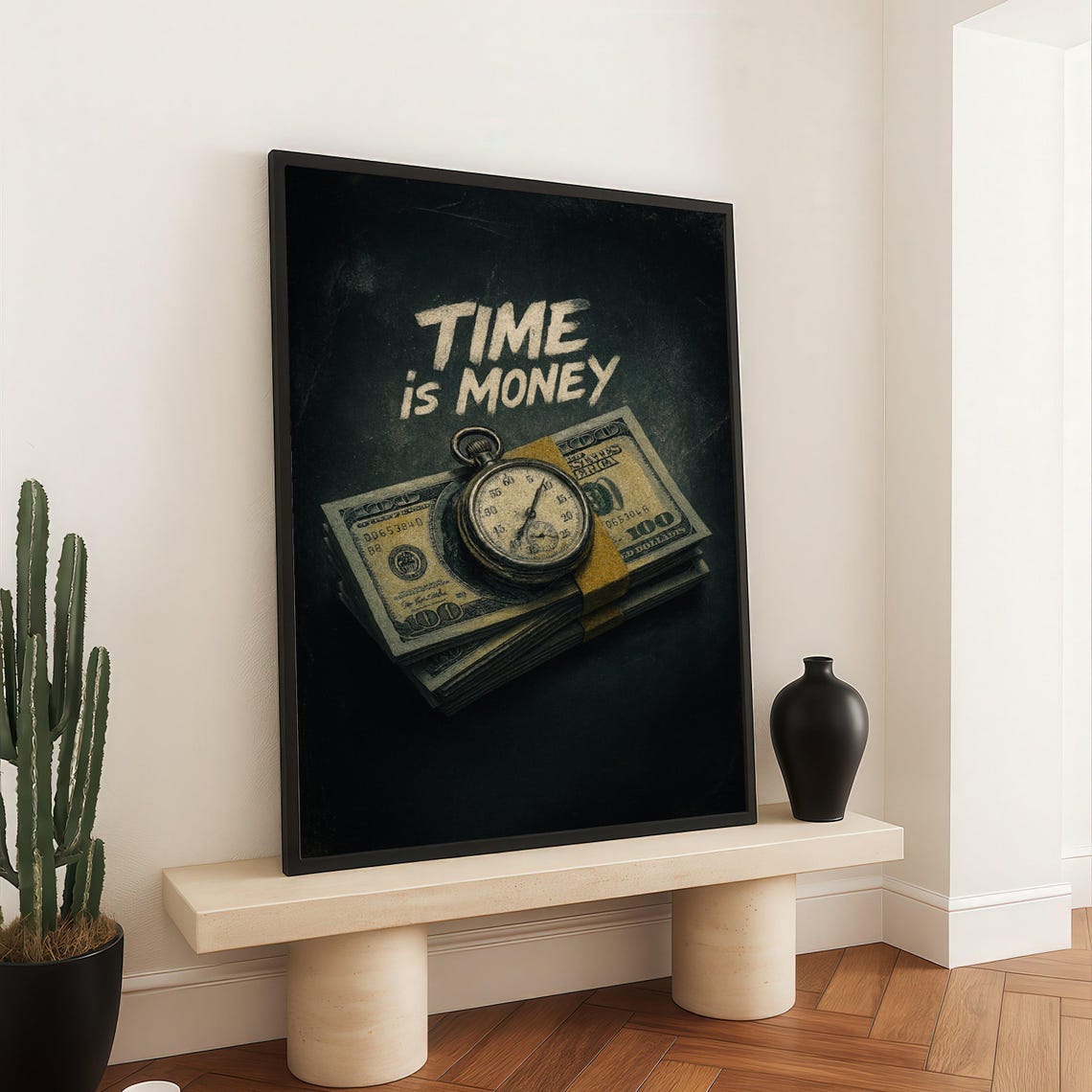Time Is Money Vintage Pocket Watch Financial Motivational Quote Poster