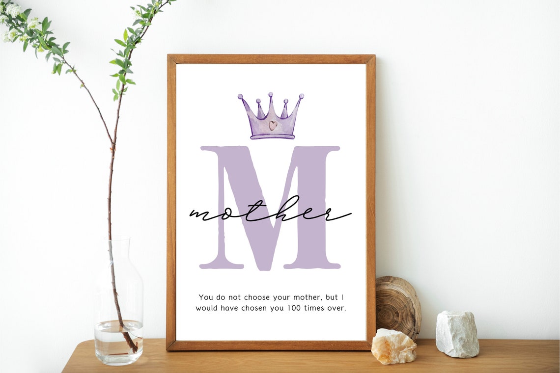 Mother M Initial Crown Quote Meaningful Mom Gift Decor Poster - Image 2