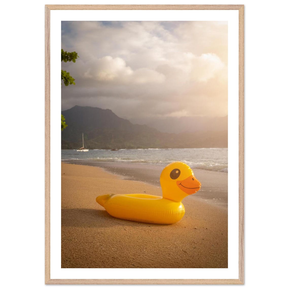 Kauai Beach Giant Rubber Duck Float Sunset Ocean Photo Framed Print