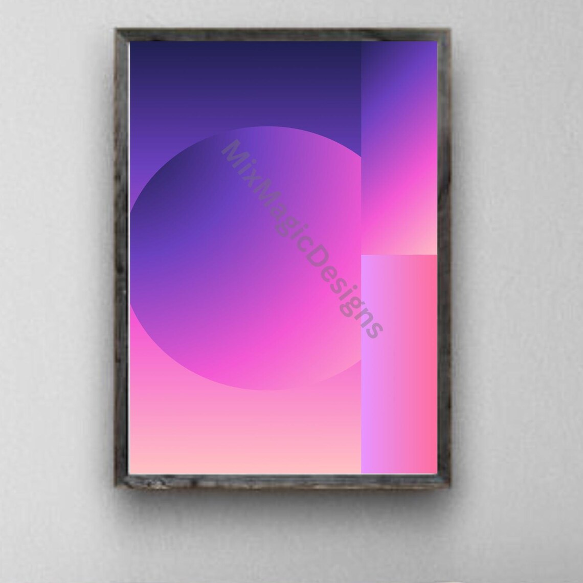 Abstract Poster Gradient Art Pink Violet Blue Modern Wall Decor Minimalist Futuristic Print A1a5