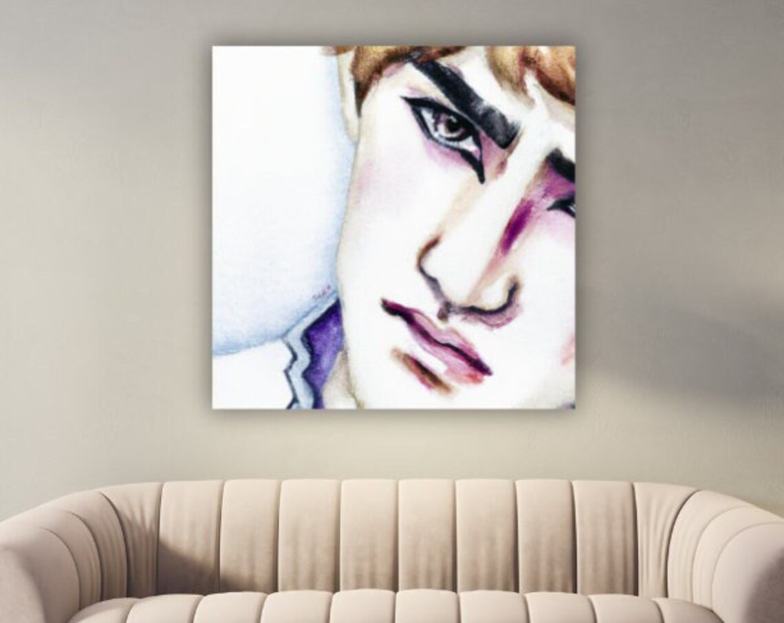 Japanese Pop Art Face Close Up Kabuki Makeup Bold Portrait Art Poster - Image 2