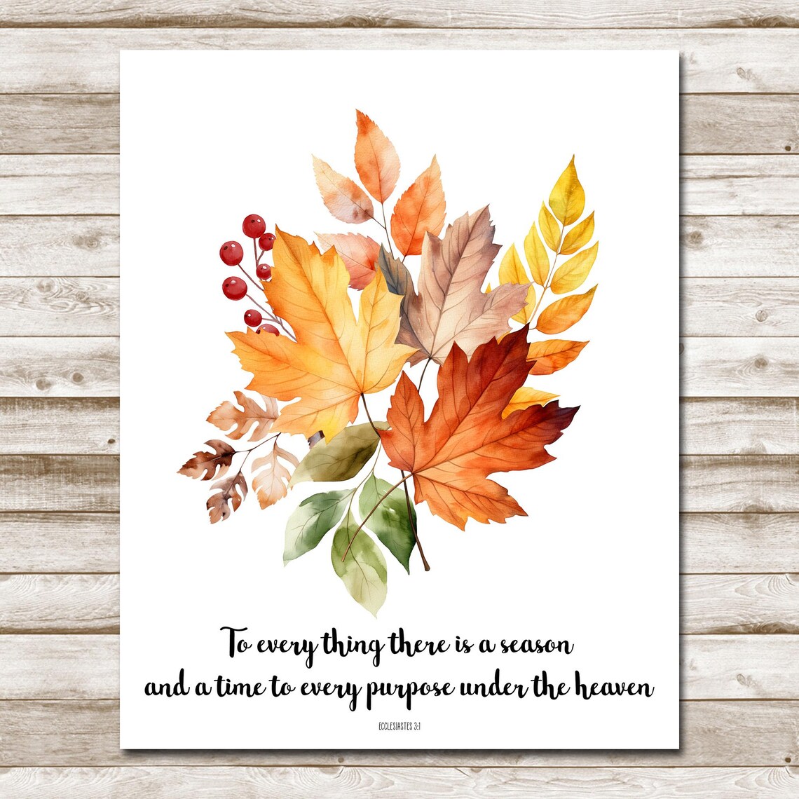 Ecclesiastes 31 Autumn Leaves Watercolor Fall Bible Verse Scripture Poster - Image 4